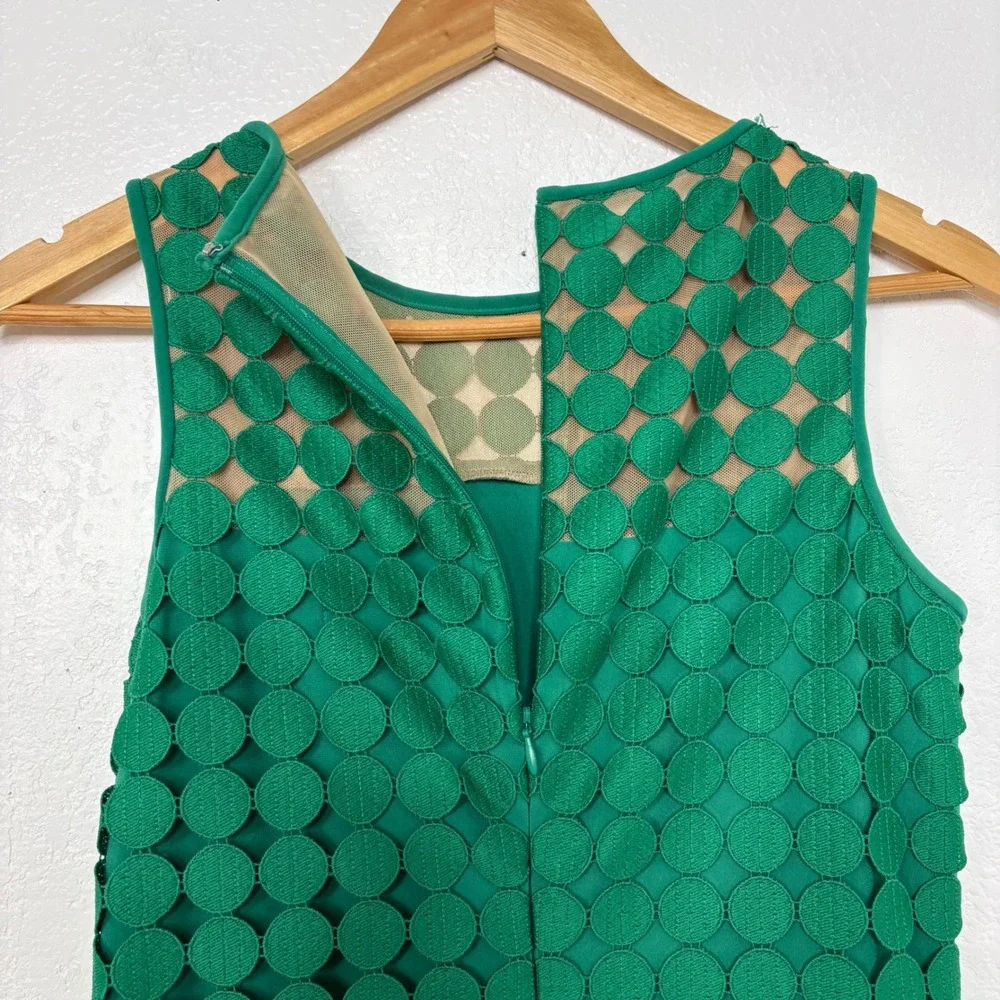 Lauren‎ Ralph Lauren Green Geometric Lace Sheath Dress Size 6 Sleeveless